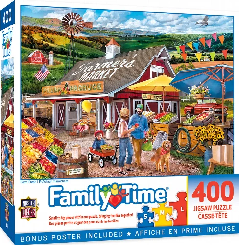 MasterPieces Family Time Jigsaw Puzzle - Farm Fresh - 400 Piece - Image 1