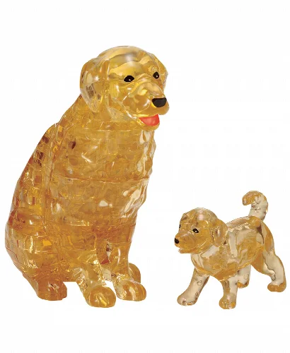 BePuzzled 3D Crystal Puzzle - Dog and Puppy - 47 Piece - Image 1