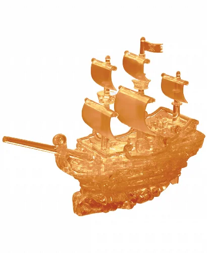 BePuzzled 3D Crystal Puzzle - Pirate Ship Brown - 101 Piece - Image 1