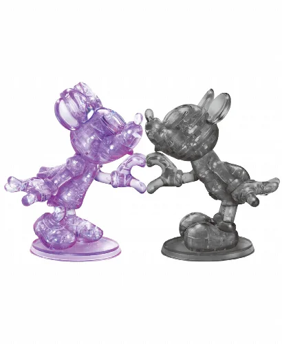 BePuzzled 3D Crystal Puzzle - Disney Minnie Mickey Black, Purple - 68 Piece - Image 1