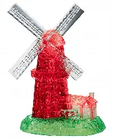 BePuzzled 3D Crystal Puzzle - Windmill White, Red - 64 Piece