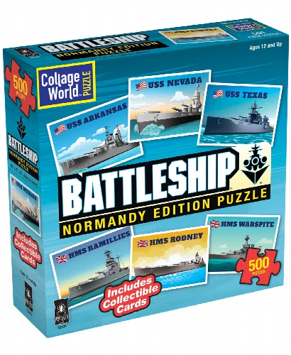 BePuzzled Collage World Jigsaw Puzzle - Battleship Normandy Edition - 500 Piece - Image 1