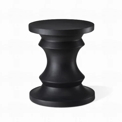 Glitzhome 18.25" MGO Black Chess Garden Stool or Planter Stand or Accent Table - Image 1