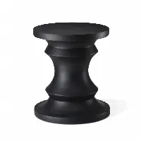 Glitzhome 18.25" MGO Black Chess Garden Stool or Planter Stand or Accent Table