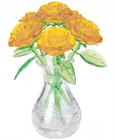 BePuzzled 3D Crystal Puzzle - Roses In A Vase Yellow - 46 Piece