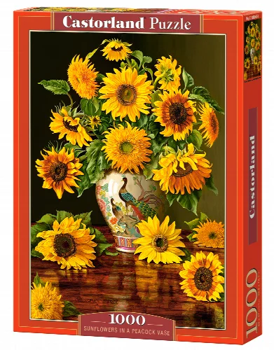 Castorland Sunflowers in a Peacock Vase Jigsaw Puzzle - 1000 Piece - Image 1