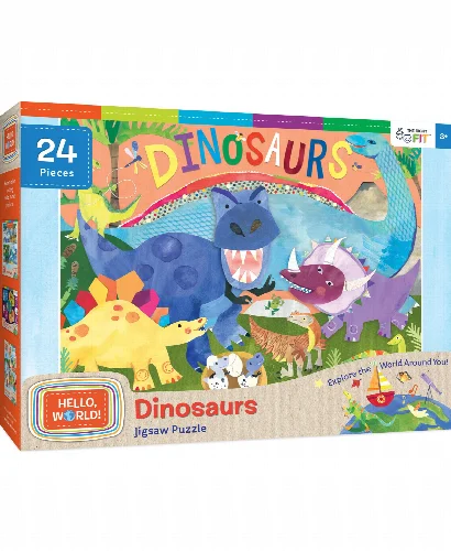 Hello World! - Dinosaurs Right Fit Jigsaw Puzzle - 24 Piece - Image 1