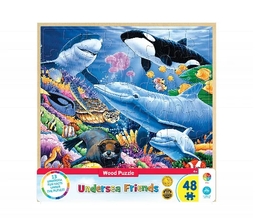 Wood Fun Facts - Undersea Friends Wood Fun Facts Jigsaw Puzzle - 48 Piece - Image 1