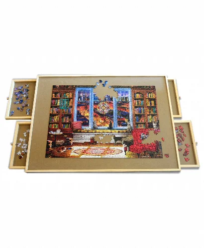 Wood Puzzle Table - Fits Up to a 1500 Piece Puzzle - 35" x 27" - Image 1