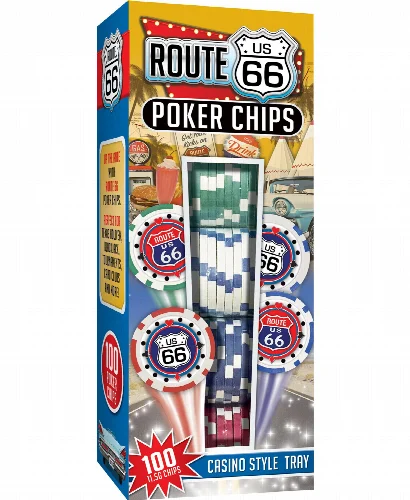 Route 66 - 100 Piece Casino Style Poker Chip Set - Image 1