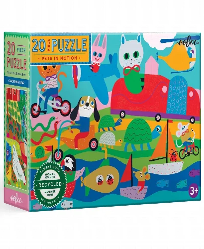 eeBoo Pets in Motion Jigsaw Puzzle - 20 Piece - Image 1