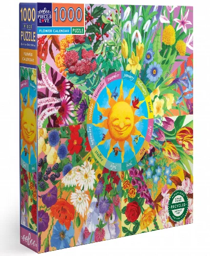 eeBoo Flower Calendar Jigsaw Puzzle - 1000 Piece - Image 1
