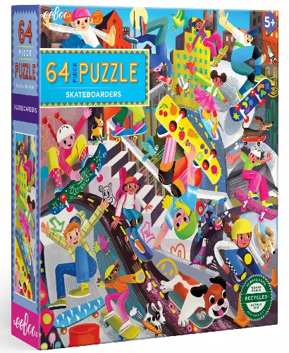 eeBoo Skateboarders Jigsaw Puzzle - 64 Piece - Image 1