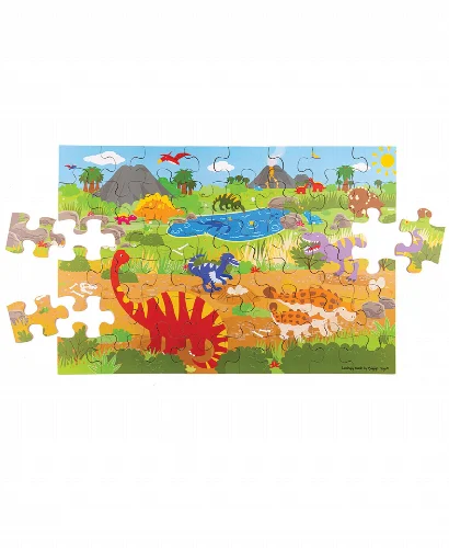 Bigjigs Toys - Dawn of the Dinosaur Floor Jigsaw Puzzle - 48 Piece - Image 1