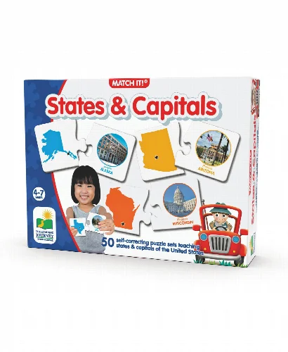 The Learning Journey Match It - States Capitals Set of 50 Self-Correcting Usa States and Capitals Matching Puzzle - Image 1
