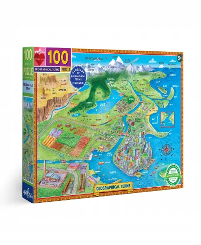 eeBoo Geographical Terms Jigsaw Puzzle - 100 Piece - Image 1