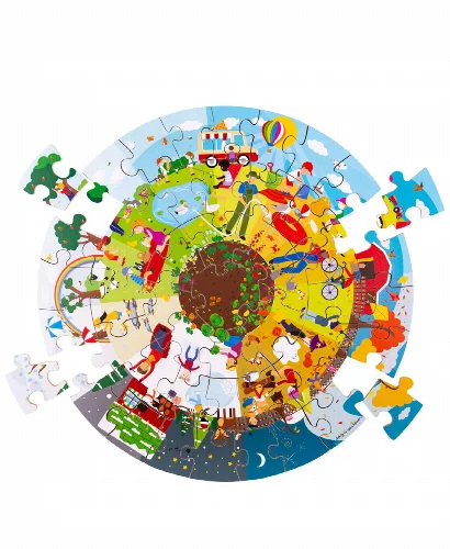 Bigjigs Toys - Seasonal Circular Floor Puzzle - 50 Piece - Image 1