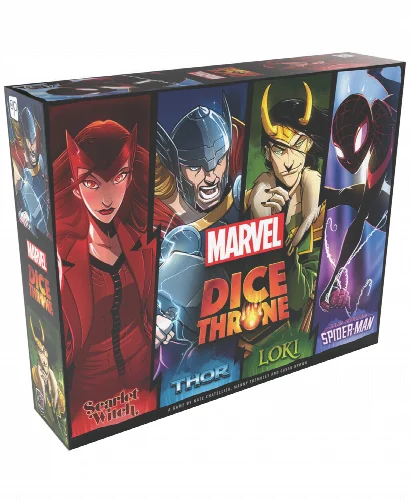 Usaopoly Marvel Dice Throne 4-Hero Scarlet Witch, Thor, Loki, Spider-Man Box Set, 211 Piece - Image 1