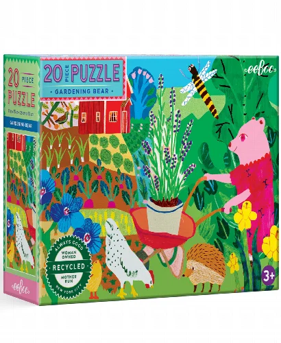 eeBoo Gardening Bear 20 Piece Jigsaw Puzzle Set, Ages 3 and up - Image 1