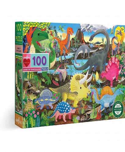 eeBoo Land of Dinosaurs 100 Piece Puzzle Set - Image 1