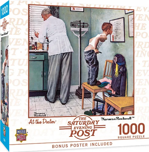 MasterPieces Norman Rockwell Saturday Evening Post Jigsaw Puzzle - At the Doctor - 1000 Piece - Image 1