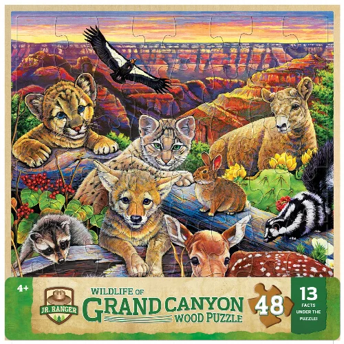 MasterPieces Wood Fun Facts Jigsaw Puzzle - Grand Canyon Wildlife Kids - 48 Piece - Image 1