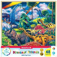 MasterPieces Wood Fun Facts Jigsaw Puzzle - Dinosaur Friends Wood Kids - 48 Piece