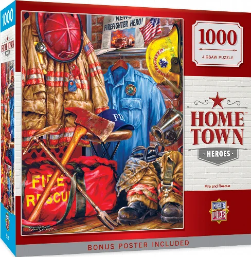 MasterPieces Hometown Heroes Jigsaw Puzzle - Fire and Rescue - 1000 Piece - Image 1
