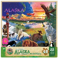 MasterPieces Wood Fun Facts Jigsaw Puzzle - Alaska Wildlife Wood Kids - 48 Piece