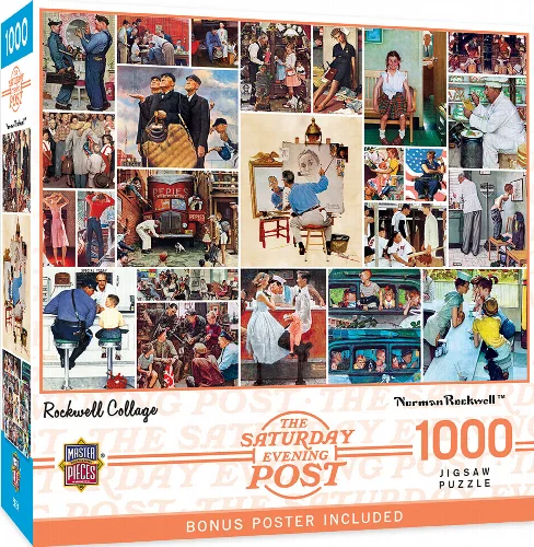 MasterPieces Norman Rockwell Saturday Evening Post Jigsaw Puzzle - Rockwell Collage - 1000 Piece - Image 1
