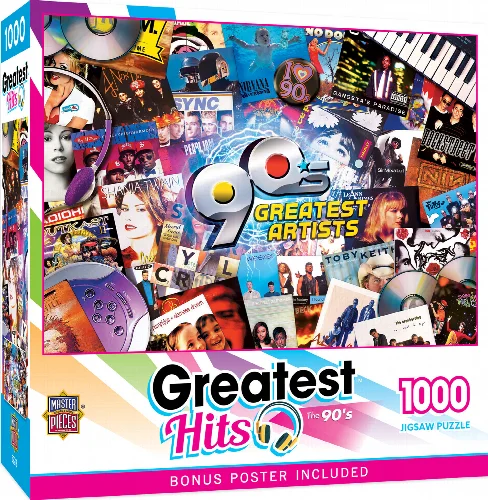 MasterPieces Greatest Hits Jigsaw Puzzle - 90's Artists - 1000 Piece - Image 1