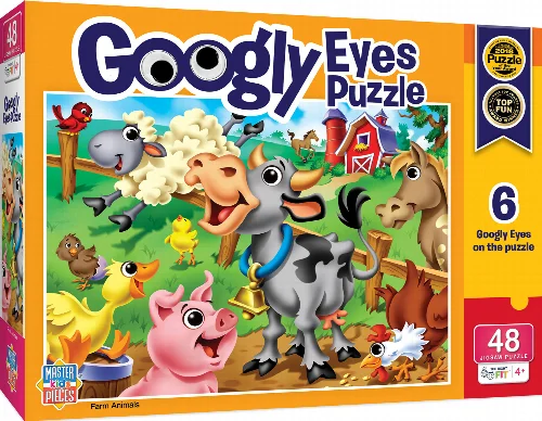 MasterPieces Googly Eyes Jigsaw Puzzle - Farm Animals Kids - 48 Piece - Image 1
