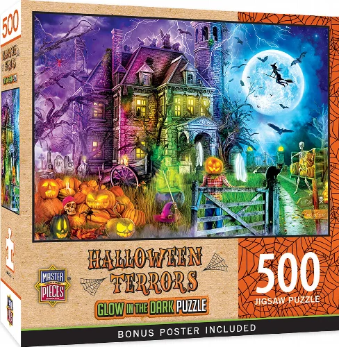 MasterPieces Holiday Glow in the Dark Jigsaw Puzzle - Halloween Terrors - 500 Piece - Image 1