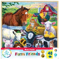 MasterPieces Wood Fun Facts Jigsaw Puzzle - Farm Friends Wood Kids - 48 Piece