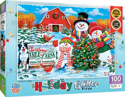 MasterPieces Holiday Glitter Jigsaw Puzzle - On the Tree Farm - 100 Piece - Image 1