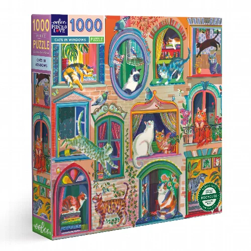 Cats in Windows Jigsaw Puzzle - 1000 Piece - Image 1