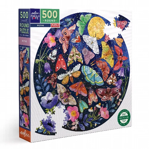 Moths Round Jigsaw Puzzle - 500 Piece - Image 1