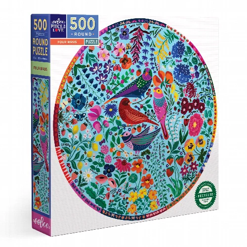 Four Birds Round Jigsaw Puzzle - 500 Piece - Image 1