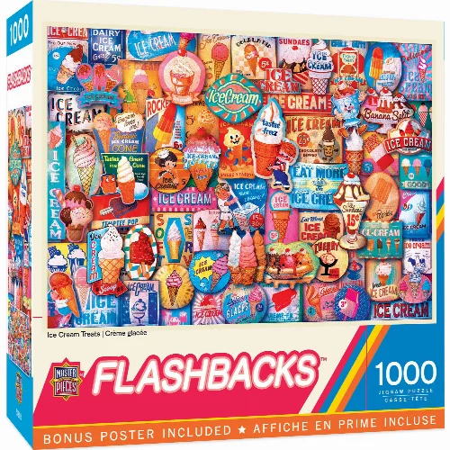 MasterPieces Flashbacks Jigsaw Puzzle - Ice Cream Treats - 1000 Piece - Image 1
