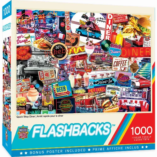 MasterPieces Flashbacks Jigsaw Puzzle - Quick Stop Diner - 1000 Piece - Image 1
