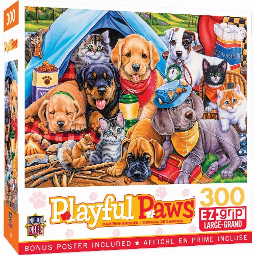 MasterPieces Playful Paws Jigsaw Puzzle - Camping Buddies - 300 Piece - Image 1