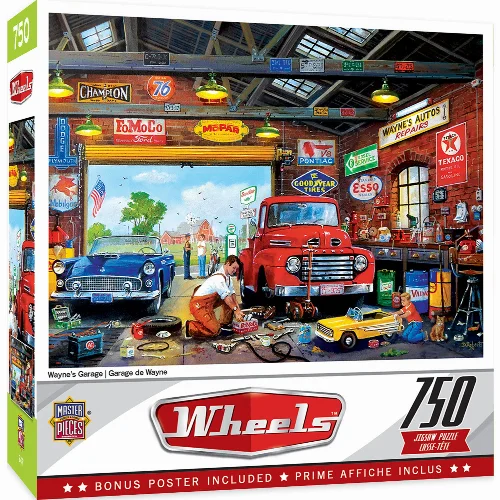 MasterPieces Wheels Jigsaw Puzzle - Wayne's Garage - 750 Piece - Image 1