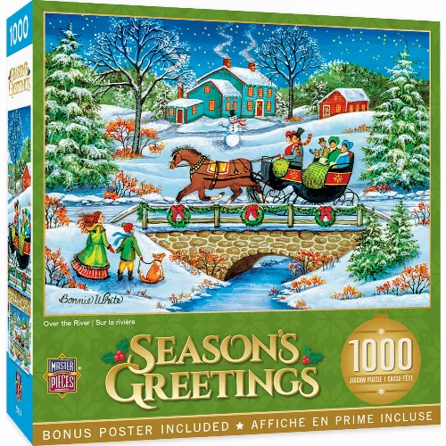 MasterPieces Season's Greetings Jigsaw Puzzle - Over the River - 1000 Piece - Image 1
