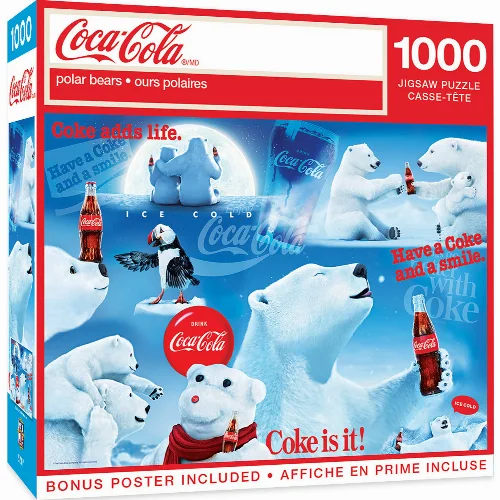 MasterPieces Coca-Cola Jigsaw Puzzle - Polar Bears - 1000 Piece - Image 1