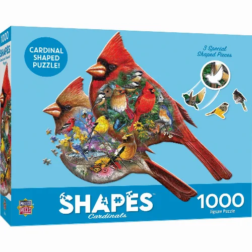 MasterPieces Shapes Jigsaw Puzzle - Cardinals - 1000 Piece - Image 1