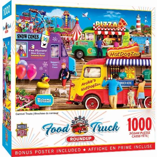 MasterPieces Food Truck Roundup Jigsaw Puzzle - Carnival Treats - 1000 Piece - Image 1