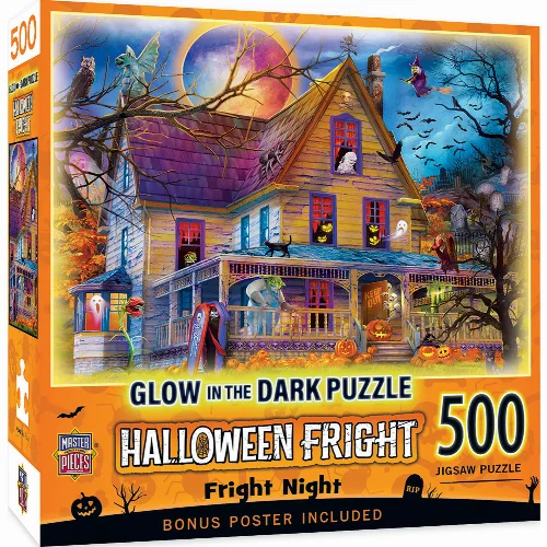 MasterPieces Glow in the Dark Halloween Jigsaw Puzzle - Fright Night - 500 Piece - Image 1