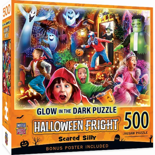 MasterPieces Glow in the Dark Halloween Jigsaw Puzzle - Scared Silly - 500 Piece - Image 1