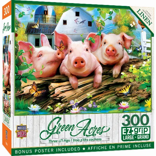 MasterPieces Green Acres Jigsaw Puzzle - Three Lil' Pigs - 300 Piece - Image 1
