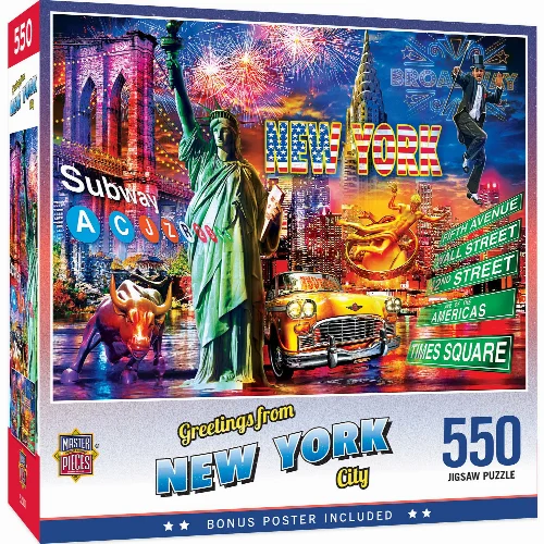 MasterPieces Greetings From Jigsaw Puzzle - New York City - 550 Piece - Image 1
